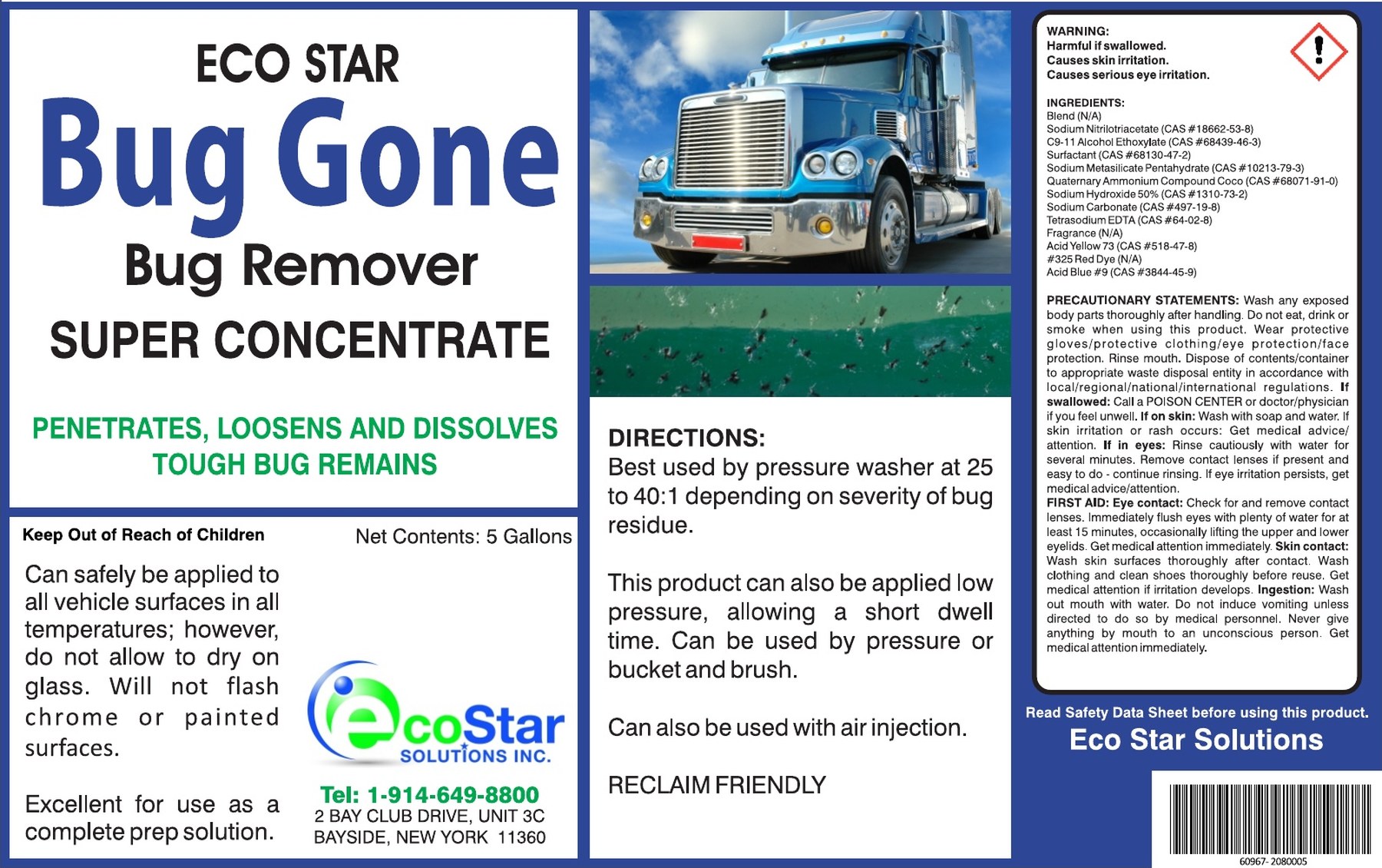 Printed label for Eco Star Bug Gone