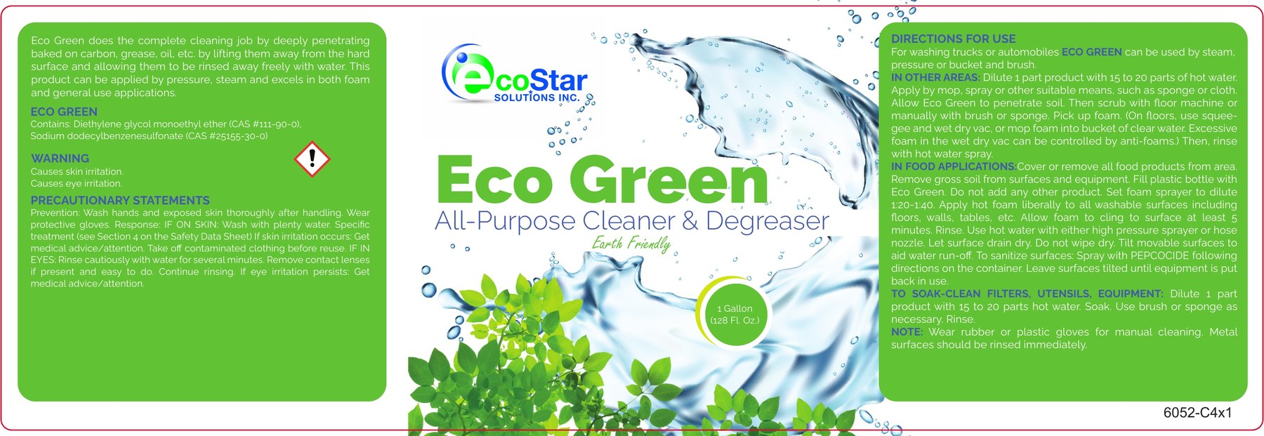 Printed label for Eco Star Eco Green