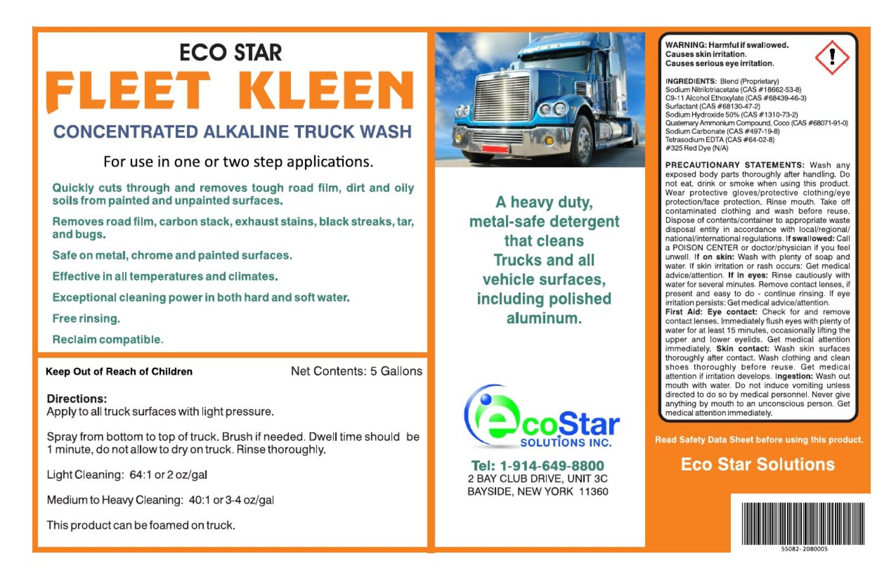 Printed label for Eco Star Fleet Kleen