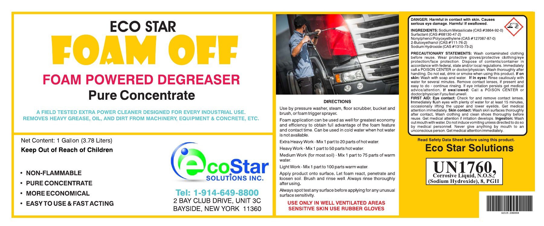 Printed label for Eco Star Foam Off